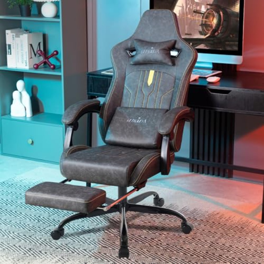 Gaming chair with footrest for - đánh giá và giá Massage