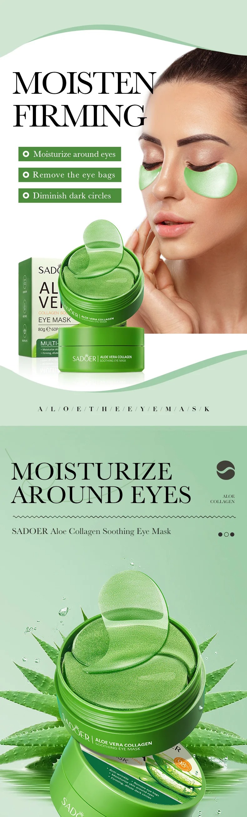 60pcs Aloe Vera Collagen Eye M - đánh giá và giá Collagen Under Eye Patches