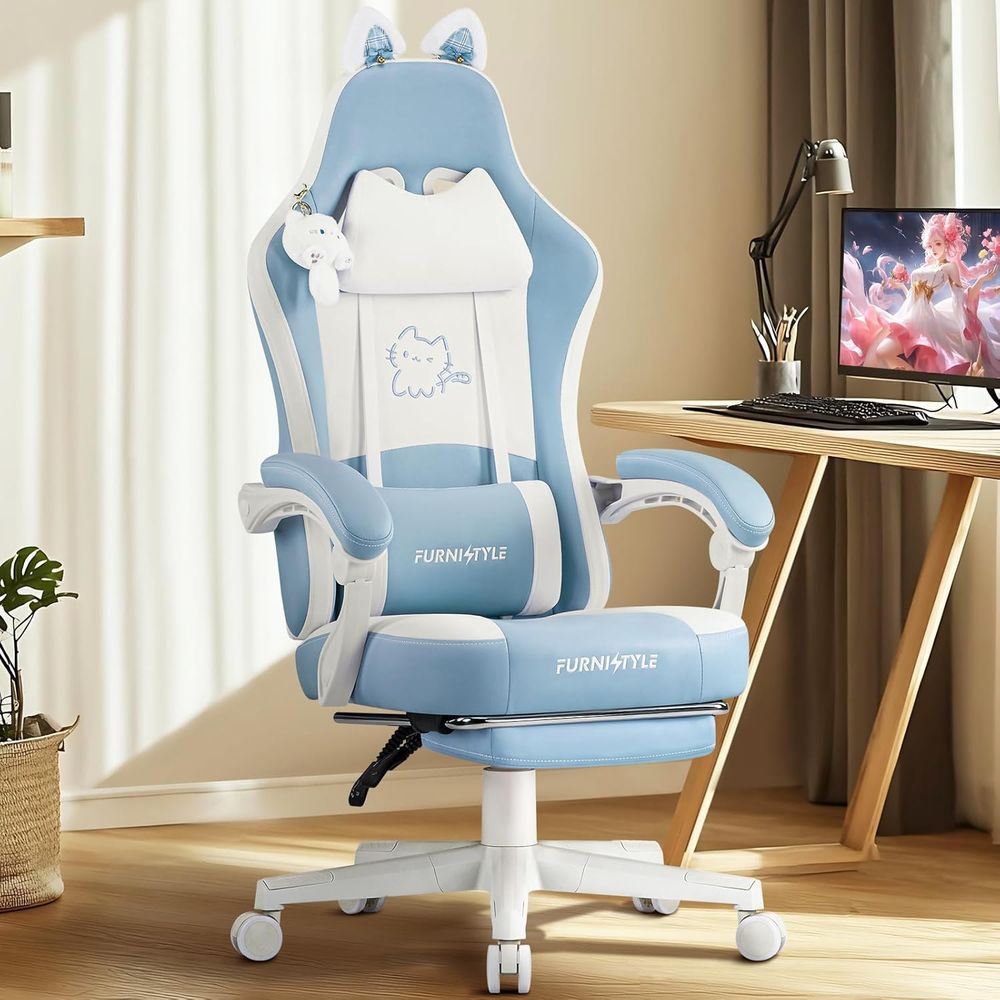 Ergonomic Blue/White Gaming Ch - đánh giá và giá Massage