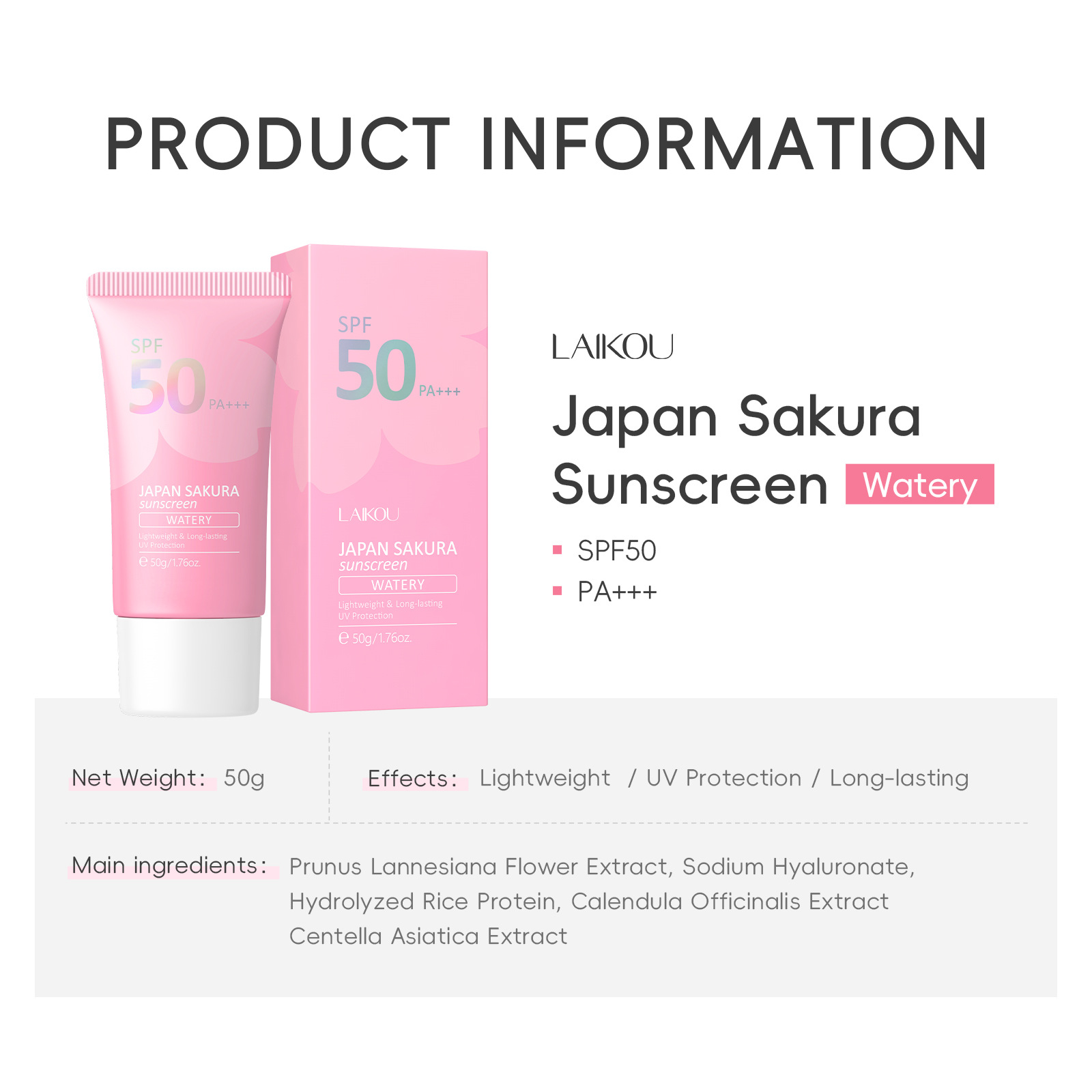 LAIKOU Sakura SPF50 PA+++ Faci - đánh giá và giá Spf 50 Waterproof Sunscreen